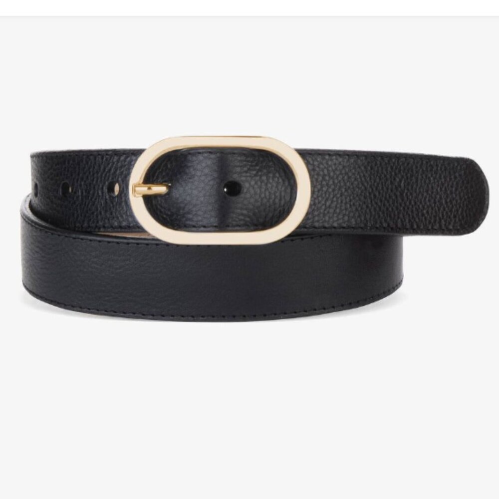 BRAVE Leather Kezia Vachetta Black Gold Belt Size 36 Made in Canada